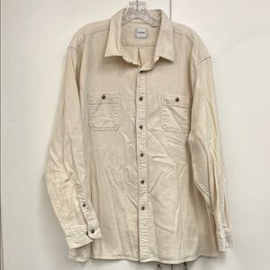 Rowm Cream Button-Up Shirt Jacket Flannel 100% Cotton Neutral Men’s 2XL